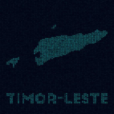 TimorLeste tech map Country symbol in digital style Cyber map of TimorLeste with country name