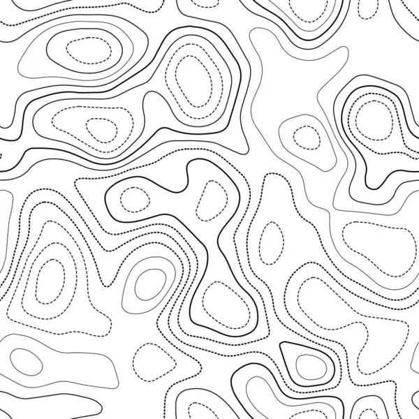 Mapa topográfico líneas Mapa topográfico real Diseño sin costura en blanco y negro decente azulejo — Vector de stock