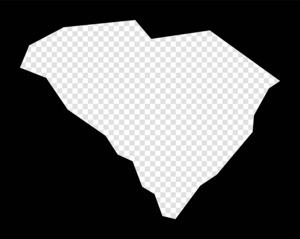 Stencilkarta över South Carolina Enkel och minimal genomskinlig karta över South Carolina Svart rektangel — Stock vektor