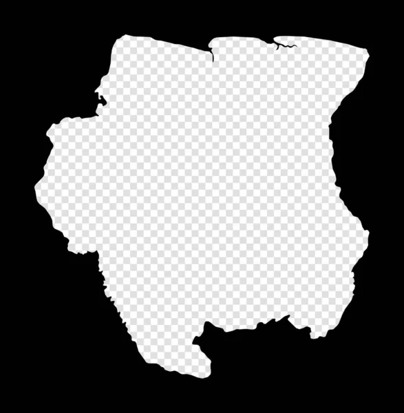 Stencil térképe Suriname Egyszerű és minimális átlátszó térképe Suriname Fekete téglalap vágott — Stock Vector