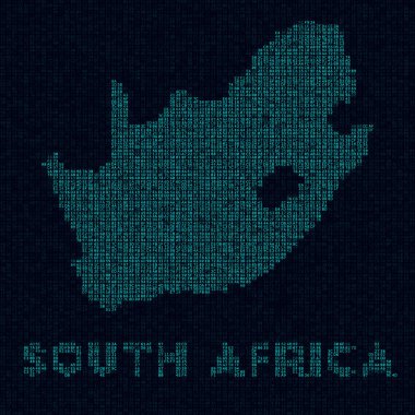 South Africa tech map Country symbol in digital style Cyber map of South Africa with country name
