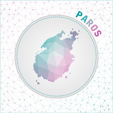 Vector polygonal Paros map Map of the island with network mesh background Paros illustration in