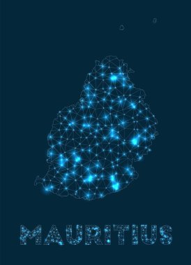 Mauritius ağ haritası adanın internet bağlantılarının soyut geometrik haritası ve