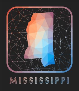 Mississippi harita tasarımı Vector düşük poli haritası ABD Mississippi simgesinin geometrik biçiminde
