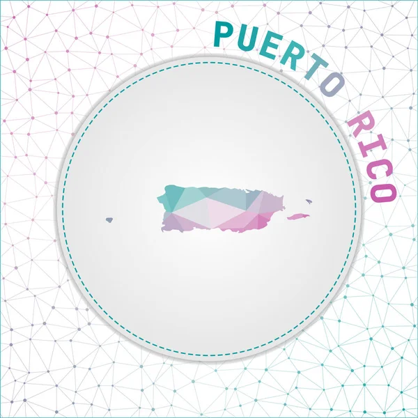 Vector polyzonian Puerto Rico map of the country with network 메시 백 푸에르토리코 — 스톡 벡터