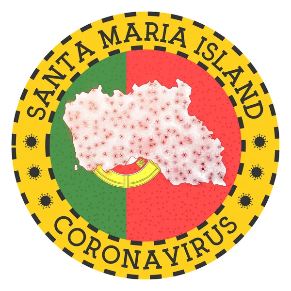Koronawirus w znaku Wyspy Santa Maria Okrągła odznaka w kształcie wyspy Santa Maria Żółta wyspa — Wektor stockowy