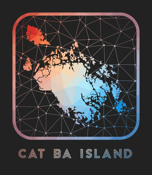 Cat Ba Island map design Vector low poly map of the island Cat Ba Island icon in geometric style — Vector de stock