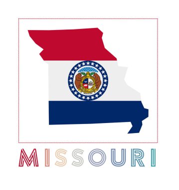 Missouri Logo Missouri Haritasında adımız ve bayrağımız Charming vektör illüstrasyonu