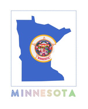 Minnesota Logo Haritasında adımız ve bayrağımız var. Güzel bir vektör çizimi.