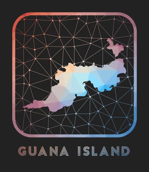 Guana Island map design Vector low poly map of the island Guana Island icon in geometric style — Vector de stock