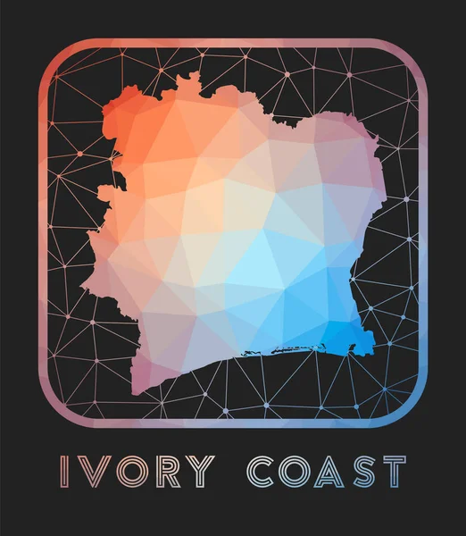 Costa de Marfil mapa de diseño Vector bajo poli mapa del país Costa de Marfil icono en estilo geométrico El — Vector de stock