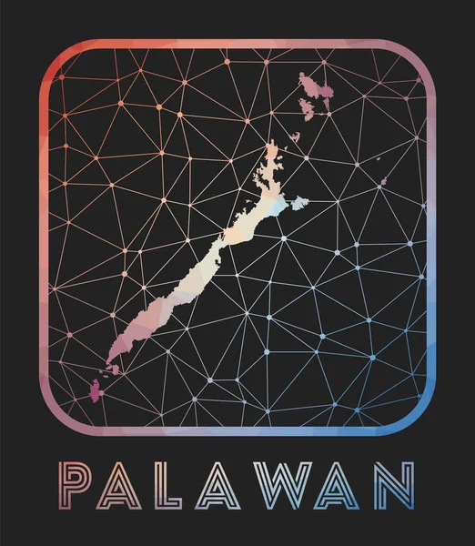 Conception de la carte de Palawan Vector low poly map of the island Icône de Palawan dans un style géométrique L'île — Image vectorielle