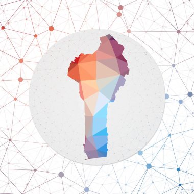 Benin Teknolojisinin ülkedeki soyut vektör haritası geometrik biçim posteri Çokgen Benin haritası