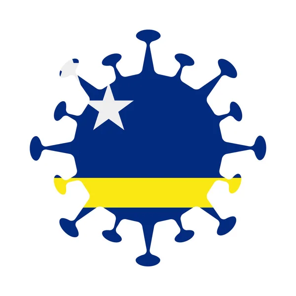 Drapeau de Curaçao en forme de virus Signe du pays Illustration vectorielle — Image vectorielle