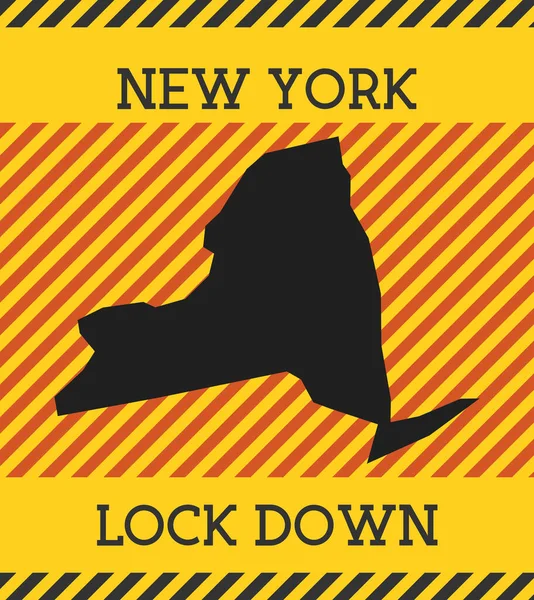New York Lock Down Sign Giallo noi stato pandemia pericolo icona vettoriale illustrazione — Vettoriale Stock