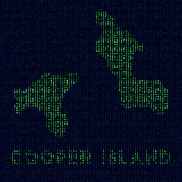 Digital Cooper Island logo Island símbolo en estilo hacker Mapa de código binario de Cooper Island con — Vector de stock