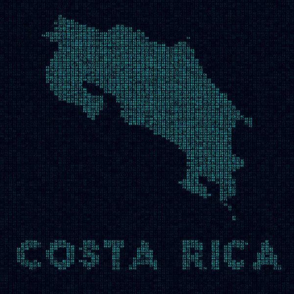 Mapa tecnológico de Costa Rica Símbolo de país en estilo digital Mapa cibernético de Costa Rica con nombre de país — Vector de stock