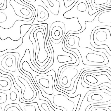 Topografik hatlar Gerçek topoğrafya haritası Siyah ve beyaz dikişsiz tasarım Şirin kaplanabilir izolinler