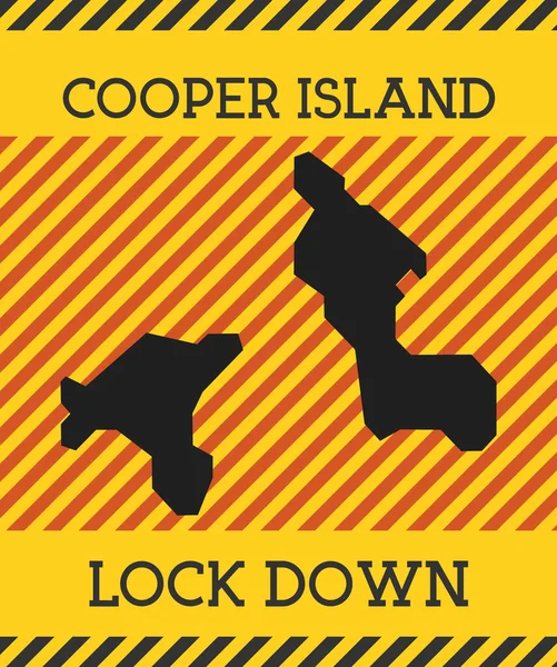 Cooper Island Lock Down Sign Yellow island pandemic danger icon Vector illustration — Stock Vector