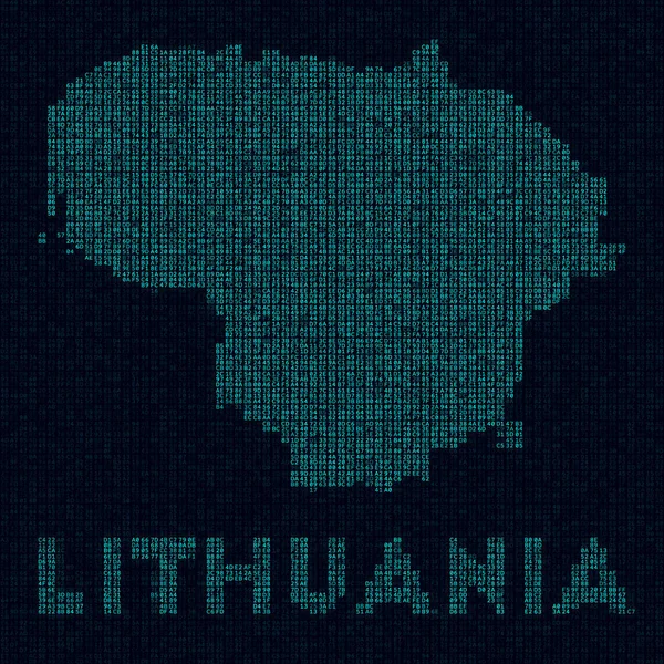 Litouwen tech kaart Land symbool in digitale stijl Cyberkaart van Litouwen met landsnaam — Stockvector