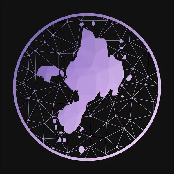 Icono de Sark Vector mapa poligonal de la isla Icono de Sark en estilo geométrico El mapa de la isla con — Vector de stock