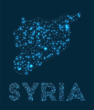 Suriye ağ haritası Ülkenin soyut geometrik haritası İnternet bağlantıları ve telekomünikasyon