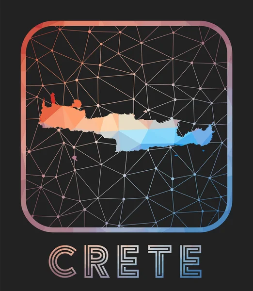 Дизайн карты Крит Векторная карта острова Крит в геометрическом стиле Форма острова — стоковый вектор