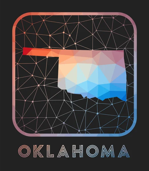 Oklahoma map design Vetor low poly map of the us state Oklahoma icon in geometric style The us —  Vetores de Stock