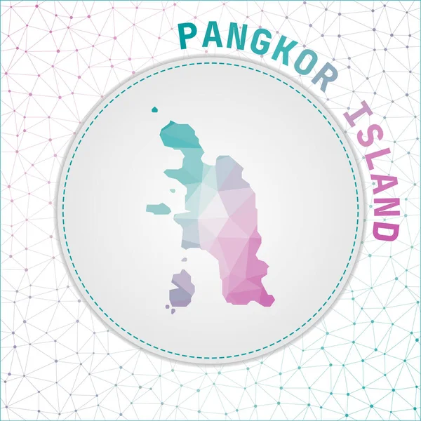 Vector poligonal Mapa de la isla de Pangkor Mapa de la isla con fondo de malla de red Isla de Pangkor — Vector de stock