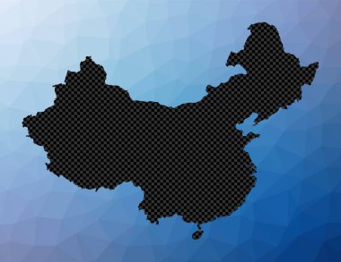 Çin geometrik haritası Çin 'in düşük polimerli Stencil şekli Modern ülke vektör çizimi