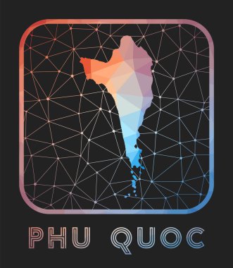 Phu Quoc harita tasarımı Vector adanın düşük poli haritası Phu Quoc simgesi geometrik tarzda ada