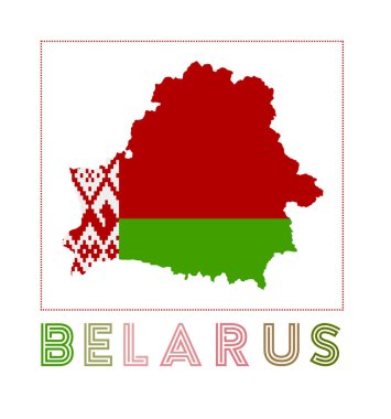 Belarus Belarus Logo Haritası Ülke adı ve bayrağı Muhteşem vektör çizimi