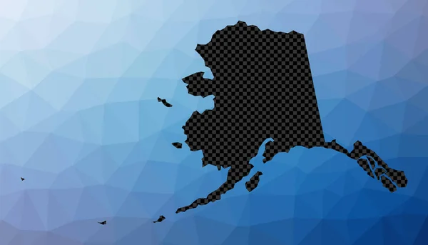 Αλάσκα γεωμετρικό χάρτη Stencil σχήμα της Αλάσκας σε χαμηλό πολυ στυλ Καλλιτεχνική us κατάσταση διάνυσμα — Διανυσματικό Αρχείο