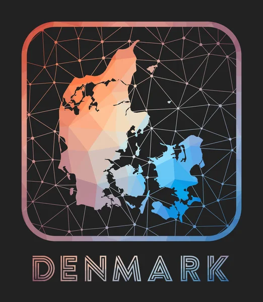 Дизайн карты Дании Вектор низкой поли карта страны Дания икона в геометрическом стиле Страна — стоковый вектор