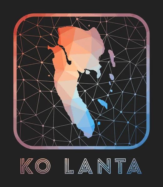 Ko Lanta map design Vector low poly map of the island Ko Lanta icon in geometric style La isla — Vector de stock