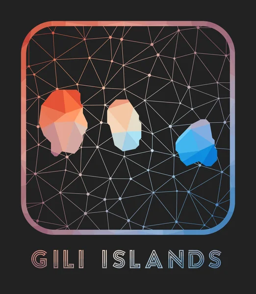 Islas Gili mapa de diseño Vector bajo poli mapa de la isla Islas Gili icono en estilo geométrico — Vector de stock