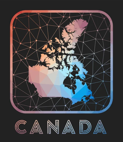 캐나다 지도 디자인 Vector low poly map of the country Canada icon in geometry style — 스톡 벡터