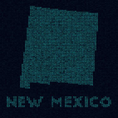 New Mexico teknoloji haritası. New Mexico 'nun dijital stil siber haritasında ABD sembolü.
