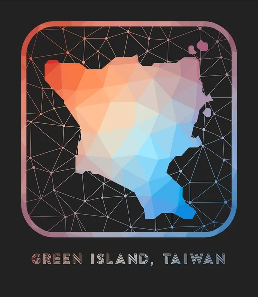 Green Island Taiwán mapa de diseño de mapa Vector bajo polígono mapa de la isla Verde isla de Taiwán icono en. — Vector de stock