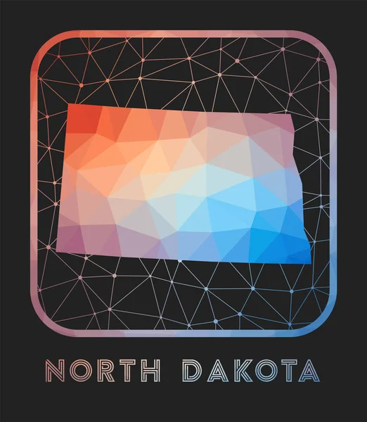 Дизайн карты Северной Дакоты Векторная карта низкого полюса нашего штата Северная Дакота в геометрическом стиле — стоковый вектор