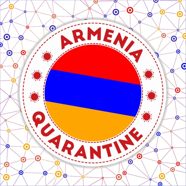Karantän i Armenien tecken Rund bricka med flagga Armenien Land lockdown emblem med titel och — Stock vektor