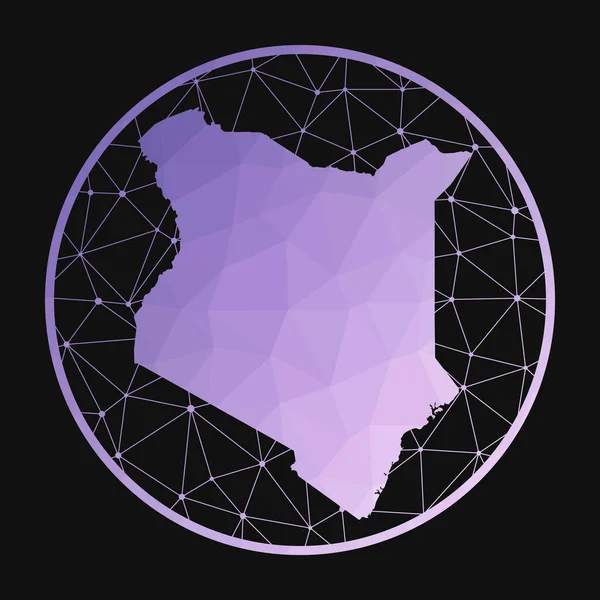 Icono de Kenya Vector Mapa poligonal del icono del país Kenia en estilo geométrico El mapa de país con. — Vector de stock