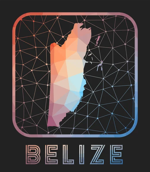 Belice mapa de diseño Vector de diseño bajo políglota mapa del país Belice icono en estilo geométrico El país. — Vector de stock