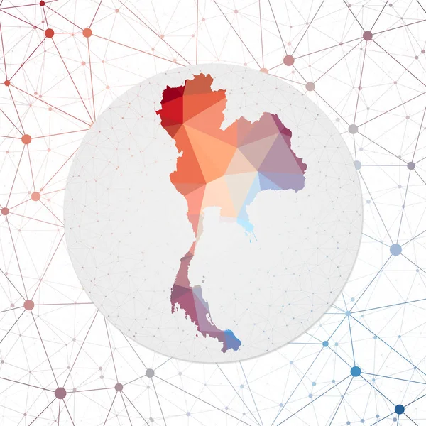 Mapa vectorial abstracto de Tailandia Technology en el póster poligonal de estilo geométrico del país. — Vector de stock