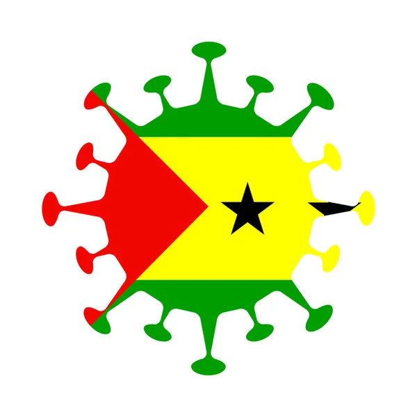 Bandera de Santo Tomé y Príncipe en forma de virus Signo de país Ilustración vectorial — Vector de stock