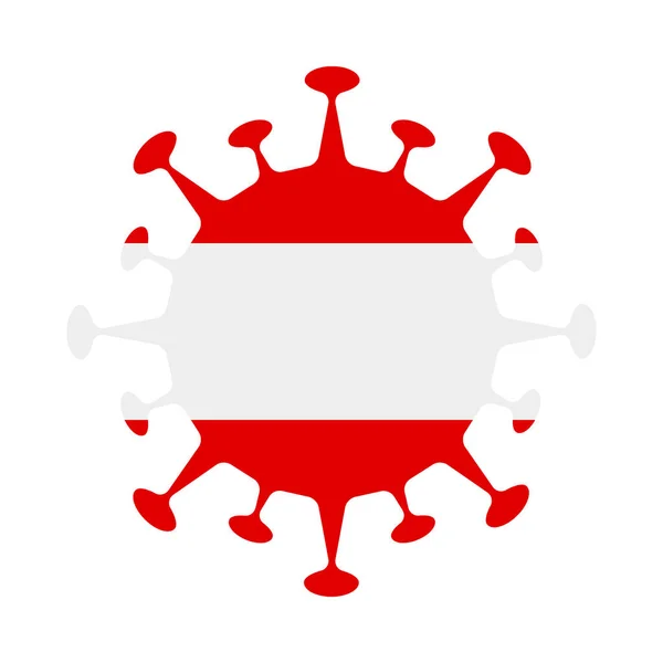 Bandera de Austria en forma de virus Signo de país Vector illustration — Vector de stock