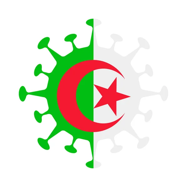 Algeriets flagga i virusform Landsskylt Vektorillustration — Stock vektor