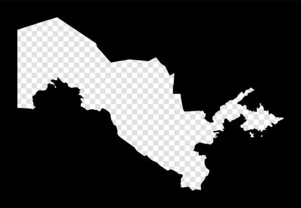 Stencil map of Uzbekistan Simple and minimal transparent map of Uzbekistan Black rectangle with — Stock Vector