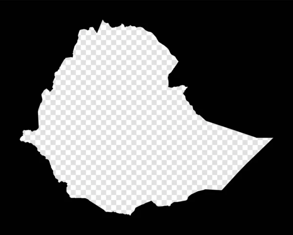 Vzorník mapy Etiopie Jednoduchá a minimální průhledná mapa Etiopie Černý obdélník s výstřižkem — Stockový vektor