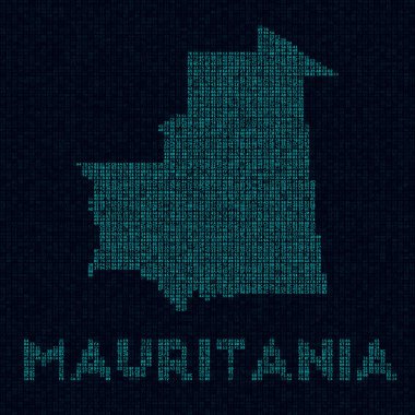 Moritanya teknoloji haritası ülke adına sahip dijital stil Moritanya siber haritası ülke sembolü